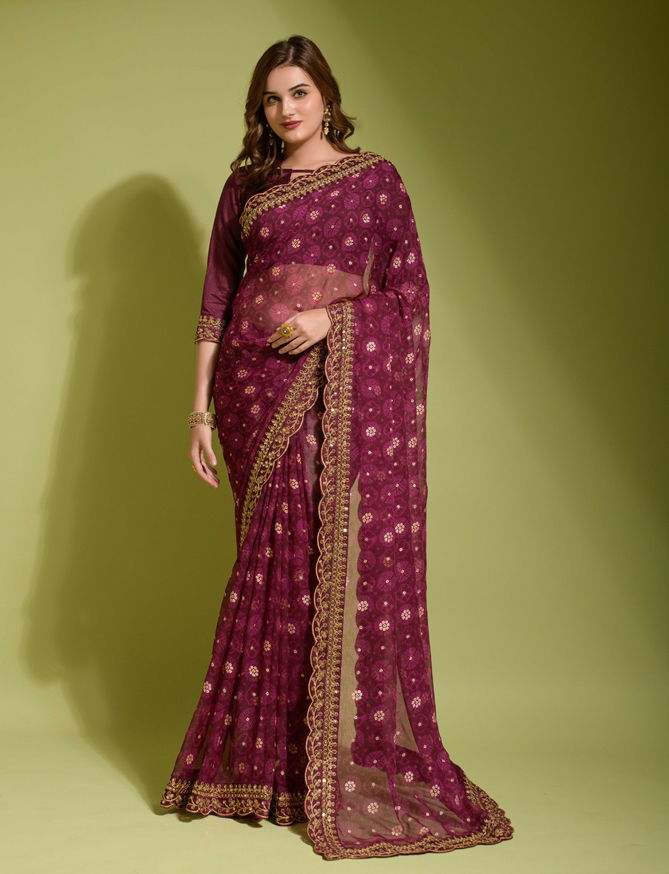 D 2020 Embroidery lace Printed Sarees Catalog